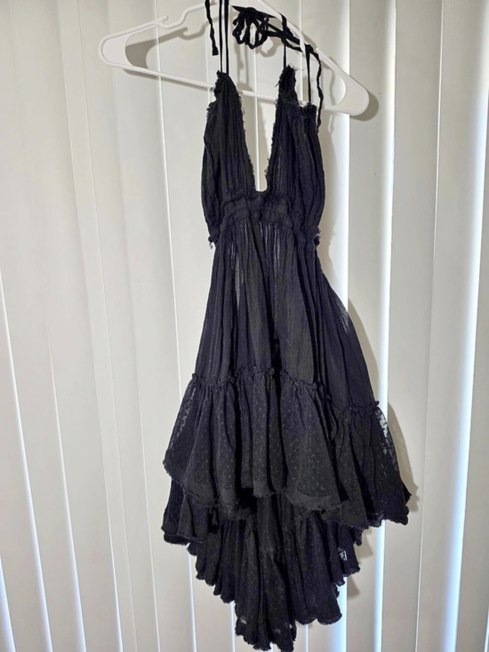 Free People Black Mini Ruffle Dress Like New
